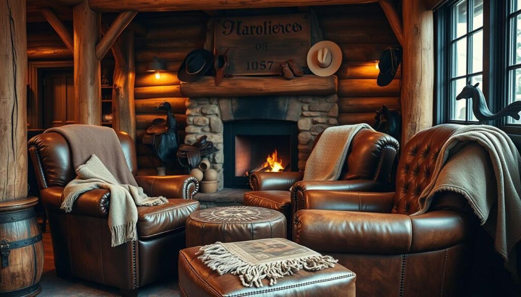 Rustic leather chairs