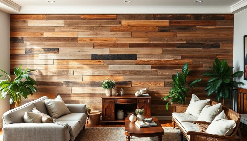 reclaimed wood accent wall