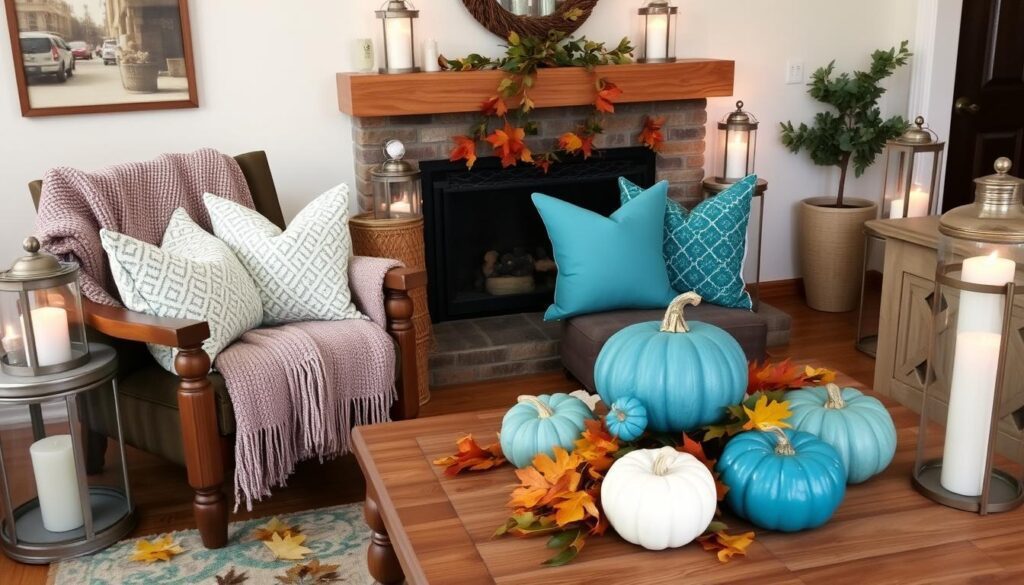 teal fall decor